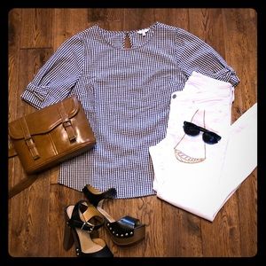 Crown and Ivy Gingham Top, Black and White